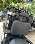 AeeDEA Storm Series aluminum top box with pillion backrest installed on a motorcycle