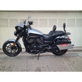 Black Harley-Davidson Street 750 showing the raised fuel tank and motorcycle profile