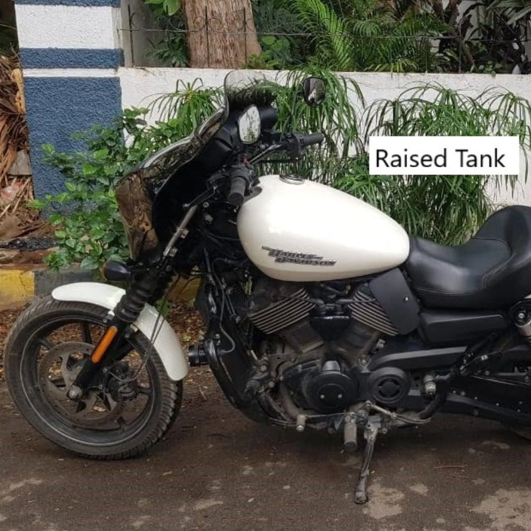 Harley-Davidson Street 750 fitted with AeeDEA raised fuel tank raiser