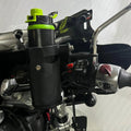 AeeDEA bottle holder with leatherette pouch installed on Royal Enfield Super Meteor 650