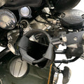 Close-up of AeeDEA leatherette bottle pouch mounted on Super Meteor 650
