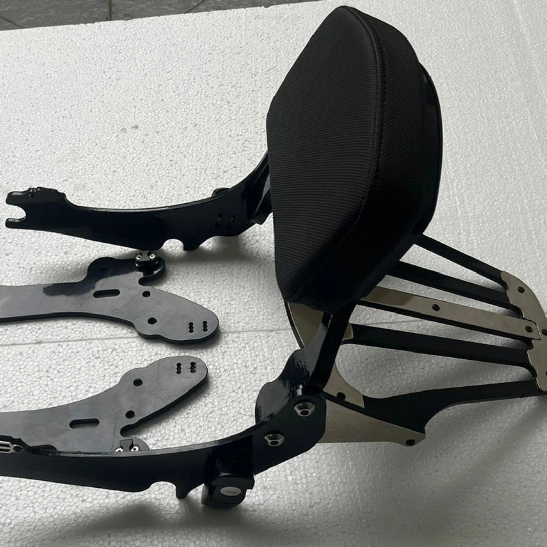 AeeDEA detachable pillion backrest and luggage rack assembly with mounting brackets