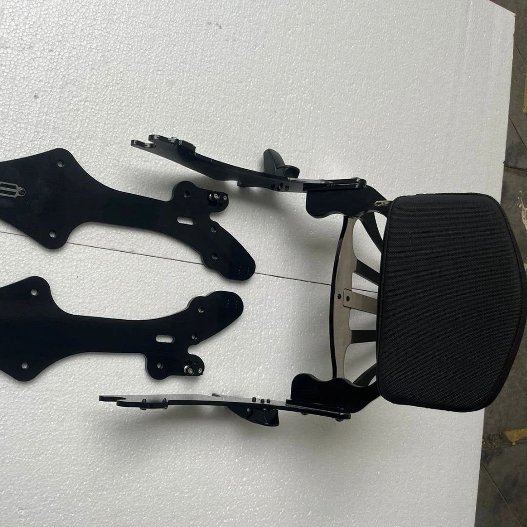 AeeDEA detachable pillion backrest and mounting brackets shown separately