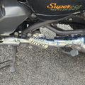 AeeDEA exhaust pipe protector installed over the exhaust pipe on Super Meteor 650