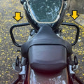 AeeDEA front crash guard installed on Royal Enfield Super Meteor 650 viewed from above