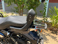 AeeDEA luggage rack shown with OEM backrest on Royal Enfield Super Meteor 650