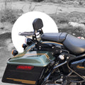 AeeDEA pillion backrest and luggage rack installed on Super Meteor 650 with side pannier