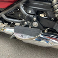Close-up of AeeDEA pillion footboard installed on Super Meteor 650