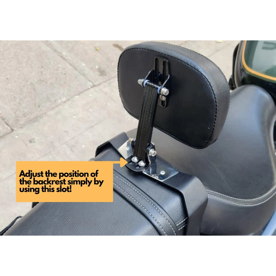 AeeDEA rider backrest installed on Royal Enfield Super Meteor 650