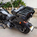 AeeDEA top rack installed on the Touring Top Box of Royal Enfield Super Meteor 650 viewed from the side