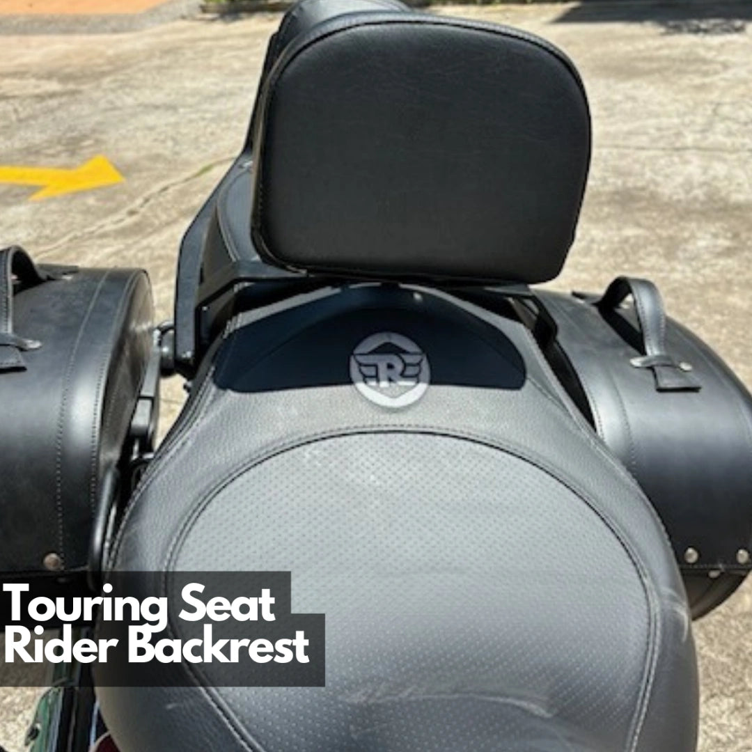 AeeDEA rider backrest installed on Royal Enfield Super Meteor 650