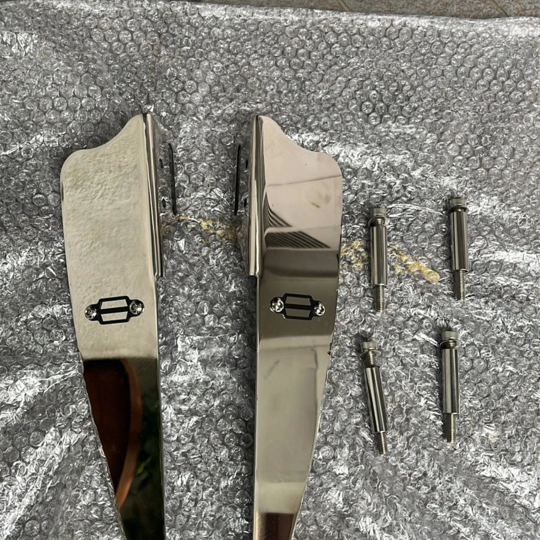 AeeDEA wind deflector panels with stainless steel finish and mounting hardware