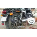 Motorcycle rear exhaust view showing the AeeDEA variable sound insert setup
