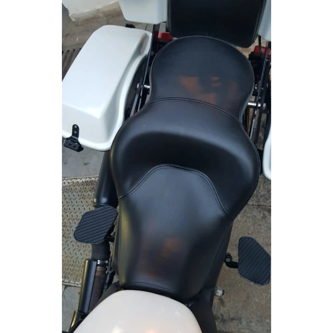 Top view showing the rider and pillion sections of the motorcycle seat
