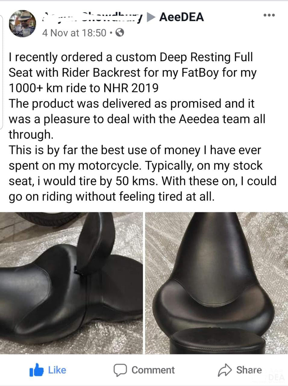 Fatboy 2018 – Full Seat Optional Rider Backrest