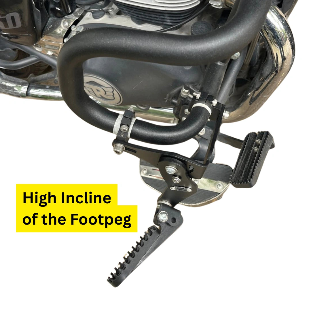 Adjustable highway footpeg mechanism for Royal Enfield Super Meteor 650