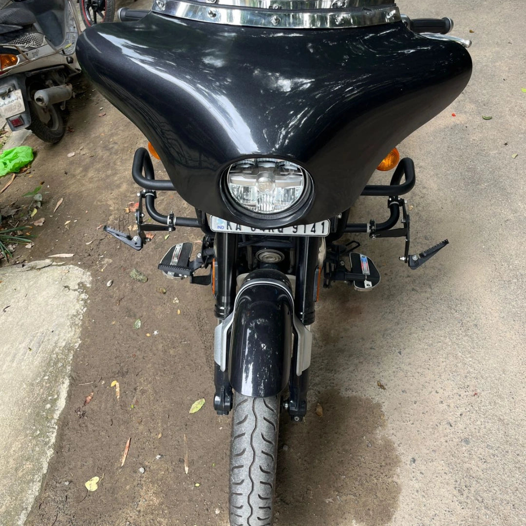 Royal Enfield Super Meteor 650 with Adjustable Highway Pegs during highway touring