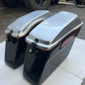 Rear view of AeeDEA Retro Side Panniers on Royal Enfield Super Meteor 650