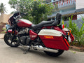 Royal Enfield Super Meteor 650 with Retro Side Panniers during touring ride