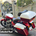 Celestial Blue Royal Enfield Super Meteor 650 fitted with AeeDEA 54L Touring Top Box