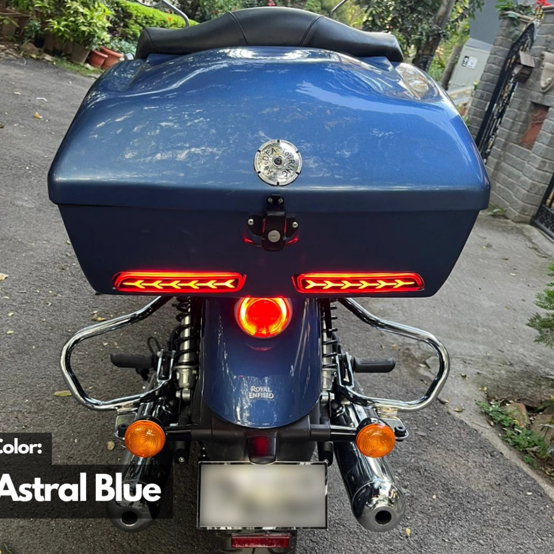 AeeDEA 54L Touring Top Box storing a full-face motorcycle helmet