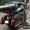 Royal Enfield Super Meteor 650 equipped with AeeDEA Touring Top Box for long-distance touring