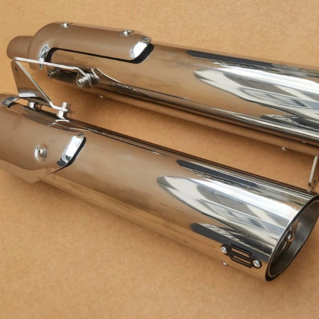 AeeDEA Variable Sound Dual Exhaust for Royal Enfield Super Meteor 650 in stainless steel
